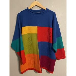 Vintage Venezia Vitale Sweater Womens Large Multicolor Colorblock Tunic 90s
